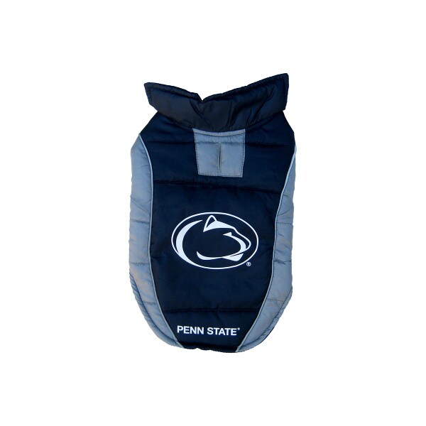 small dog puff vest with Penn State and Athletic Logo